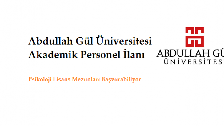 Abdullah Gül Üniversitesi Akademik Personel İlanı